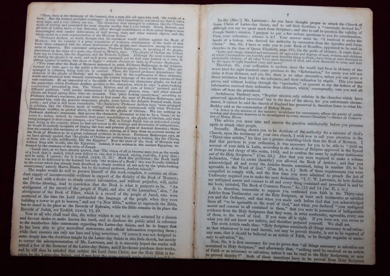 MEGARARE 1851 MORMON LINFORTHS REFUTATION DEFENSE JOSEPH SMITH CAT 15 000 00  