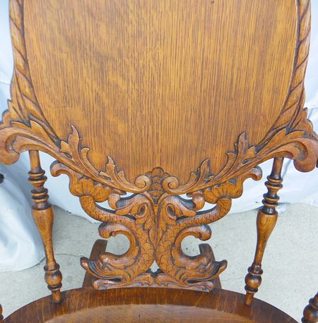 Fancy Victorian Carved Oak Rocking Chair Rocker Antique  