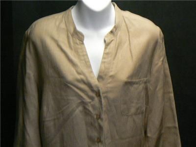 Womens Lane Bryant Linen Button Up Tunic Shirt 14 16  