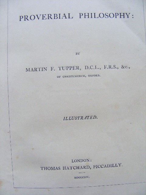 1854 PROVERBIAL PHILOSOPHY by MARTIN TUPPER Illus JOHN TENNIEL et SUPERB BINDING  