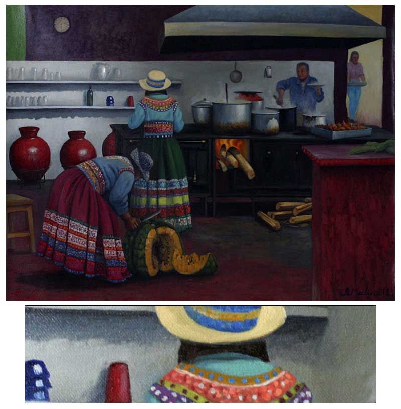 Josefa's Kitchen Original Oil Painting Peru Arts Medina  