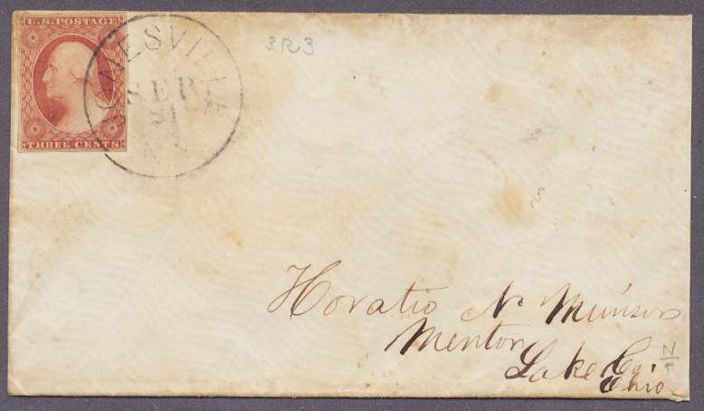 HD03 US 11A 3c 3R3 Deep Claret Jonesville NY Cover Near VF Full Details SC$26  