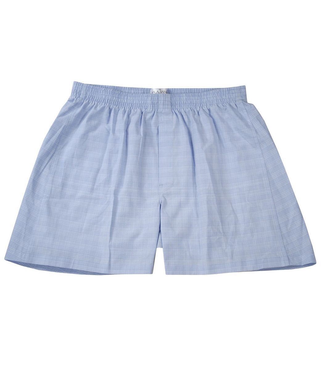 Jos A Bank Mens Factory Store Blue Glen Plaid Boxer  