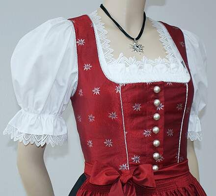 Fest Dirndl Ballkleid Dirndlkleid Dunkel Rot M Silber Hirsch Edelweiss GR 36 50  