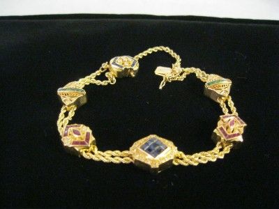 RARE Estate Joshua 14k Slide Bracelet 6 Gemstone Slides  