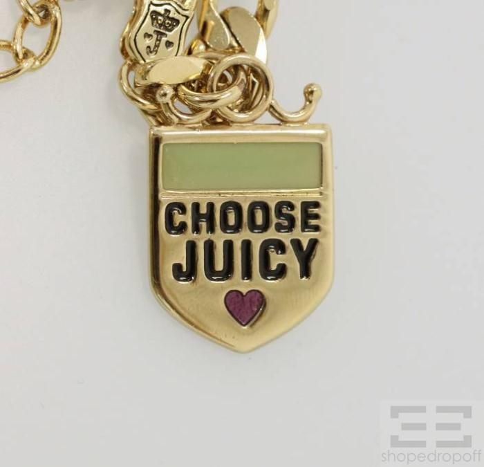 Juicy Couture Gold Curb Link Multicolor Charm Bracelet  