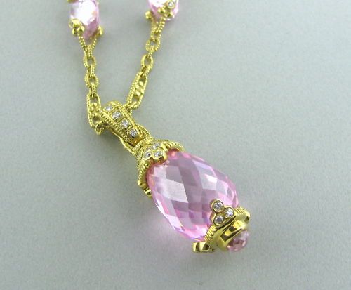 Judith Ripka 18K Gold Pink Crystal Diamond Necklace  