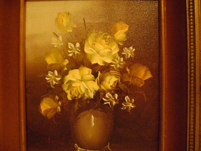 Vtg Framed Original Signed A Julia Oil Painting Bouquet Flowers Floral Vase Art  