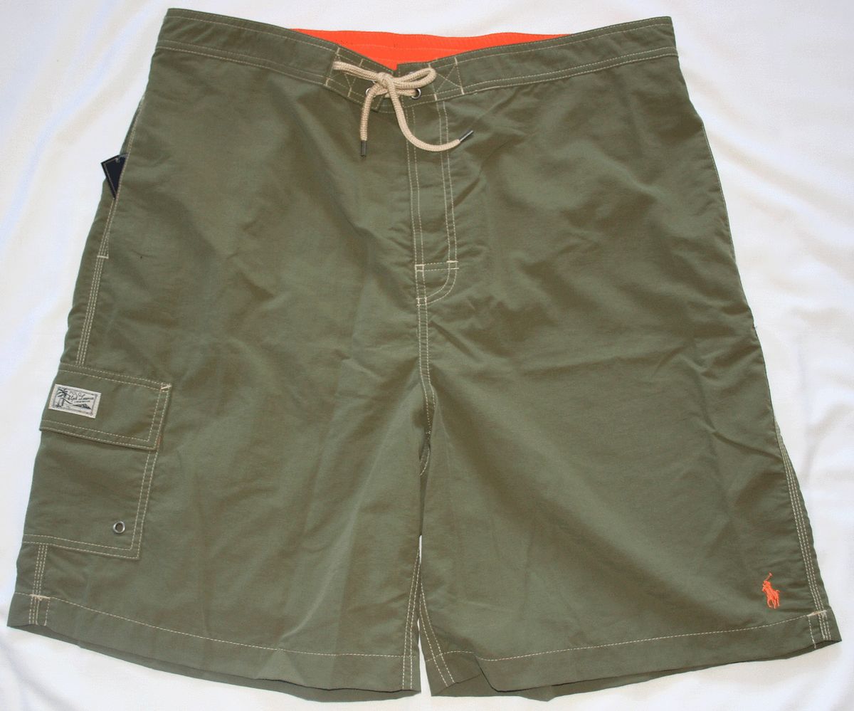 POLO RALPH LAUREN SWIM TRUNKS OLIVE GREEN KAILUA BOARD SHORTS SIZE XXL