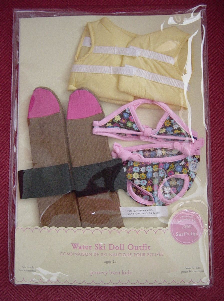 BARN KIDS DOLL & GOETZ DOLL WATER SKI OUTFIT W BATHING SUIT & SKIS NEW