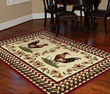 Rooster Country Style Braid Rouge 5x8 Area Rug Carpet Beautiful for