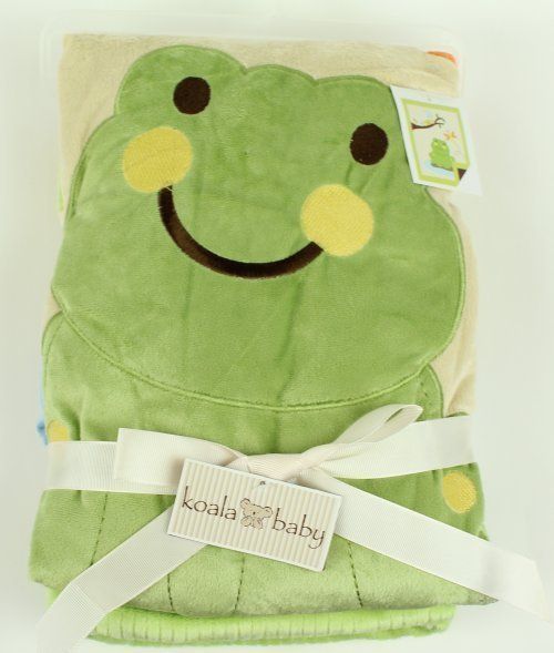 Koala Baby Plush Green Frog Crib Blanket