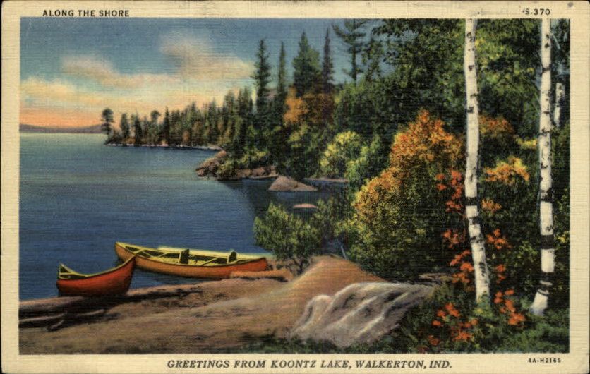 Walkerton in Koontz Lake Boats Canoes Postcard