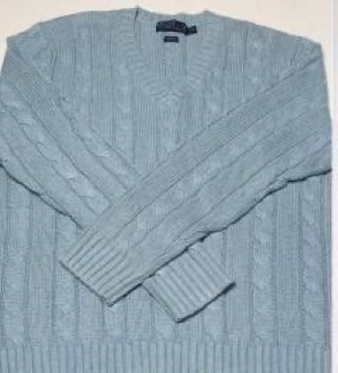 Polo Ralph Lauren 100% Silk Cable Knit V Neck Sweater Mens XL 2XL