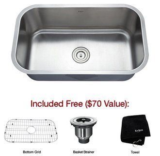 Kraus KBU14 30 Undermount Single Bowl Stainless Steel Kitchen Sink ZR