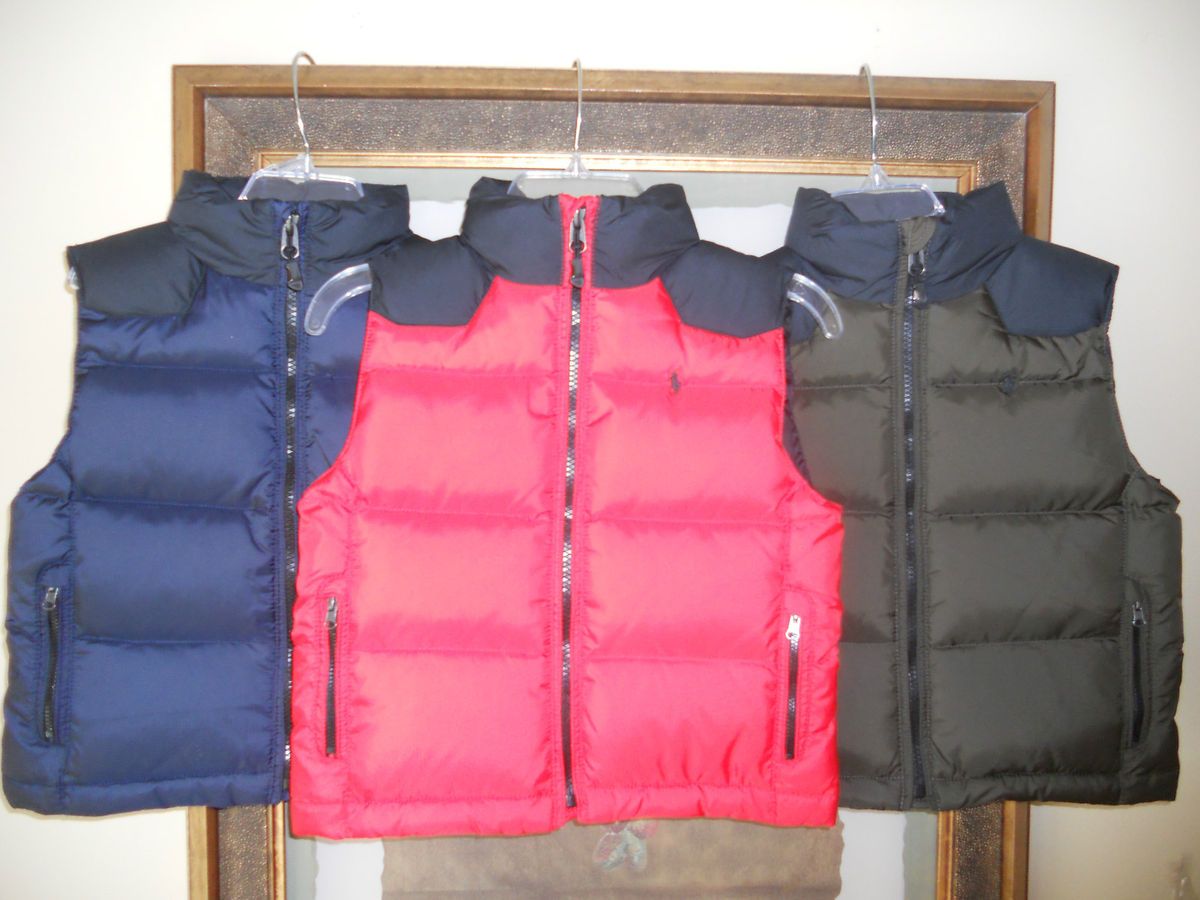 Polo Ralph Lauren Boys Down Filled Pony Zip Puffer Vest Jacket 3T $90