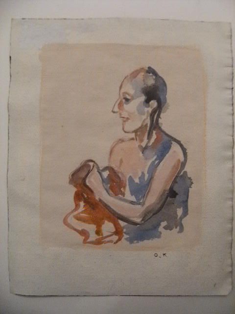 Figure Oskar Kokoschka Watercolor