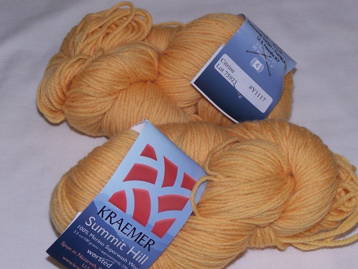 Kraemer Summit Hill 100 Merino Superwash Wool Color Citrine 2 Skeins