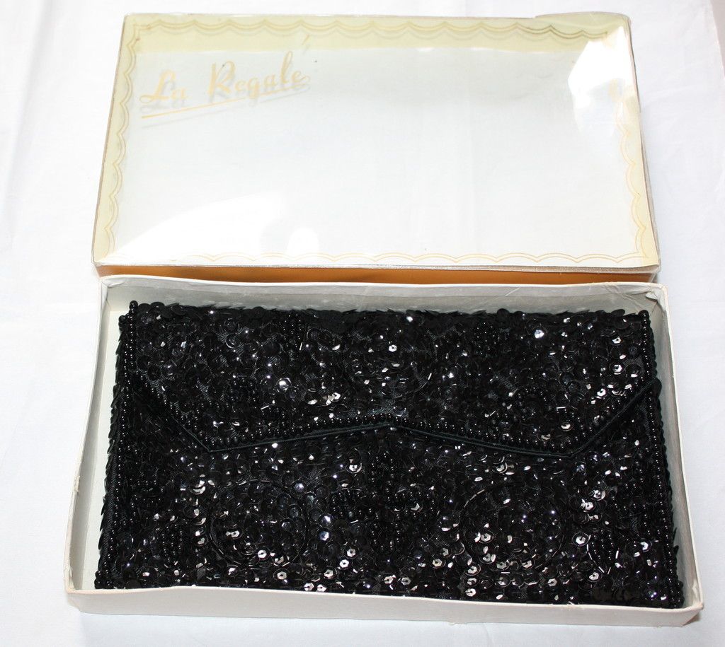 La Regale Vintage Beaded Sequin Purse Clutch Handbag