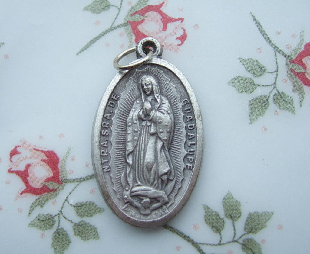 Catholic Medal Virgin Mary Our Lady Guadalupe large 20x35mm Silver