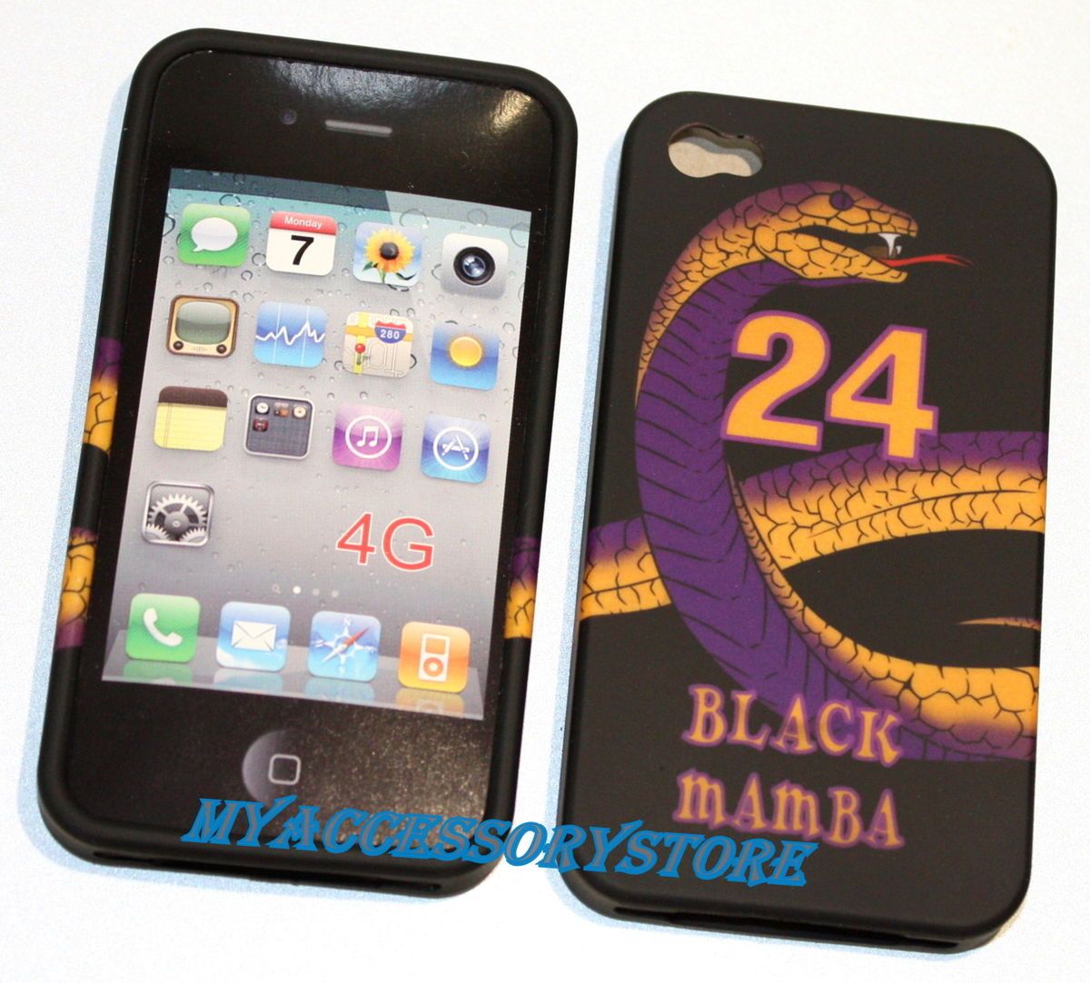 iPhone 4 4S Black Mamba Laker Kobe Bryant No. 24 Silicone Rubber Skin