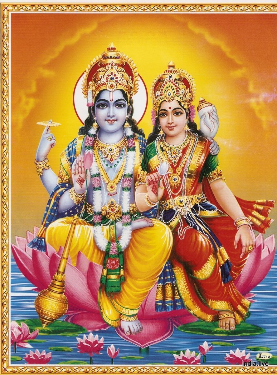 Lord Vishnu Mata Laxmi Lakshmi Poster 9x11 771A on PopScreen