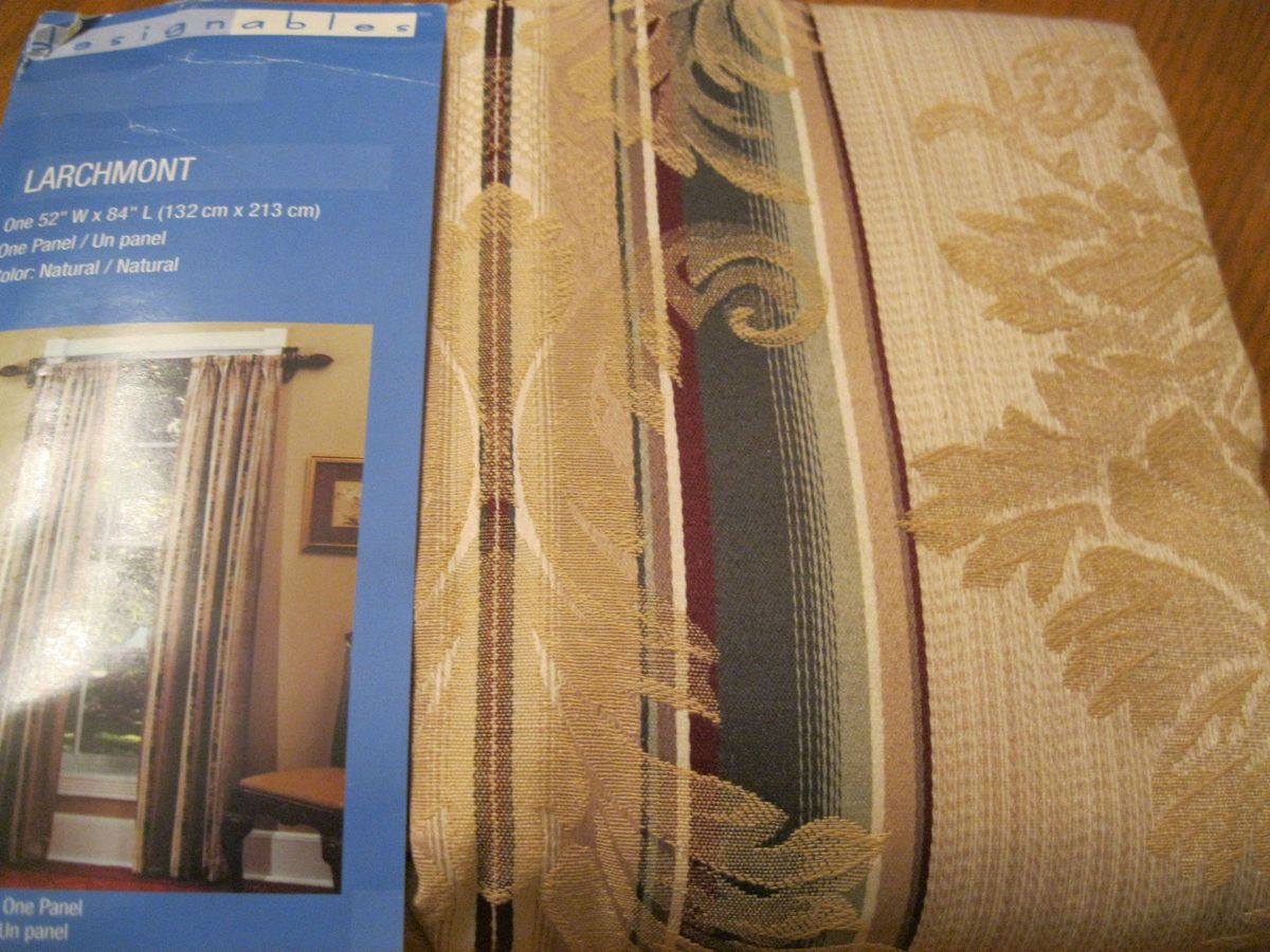 Designables Larchmont Window Curtain Drape Panel Natural 84L Burgundy