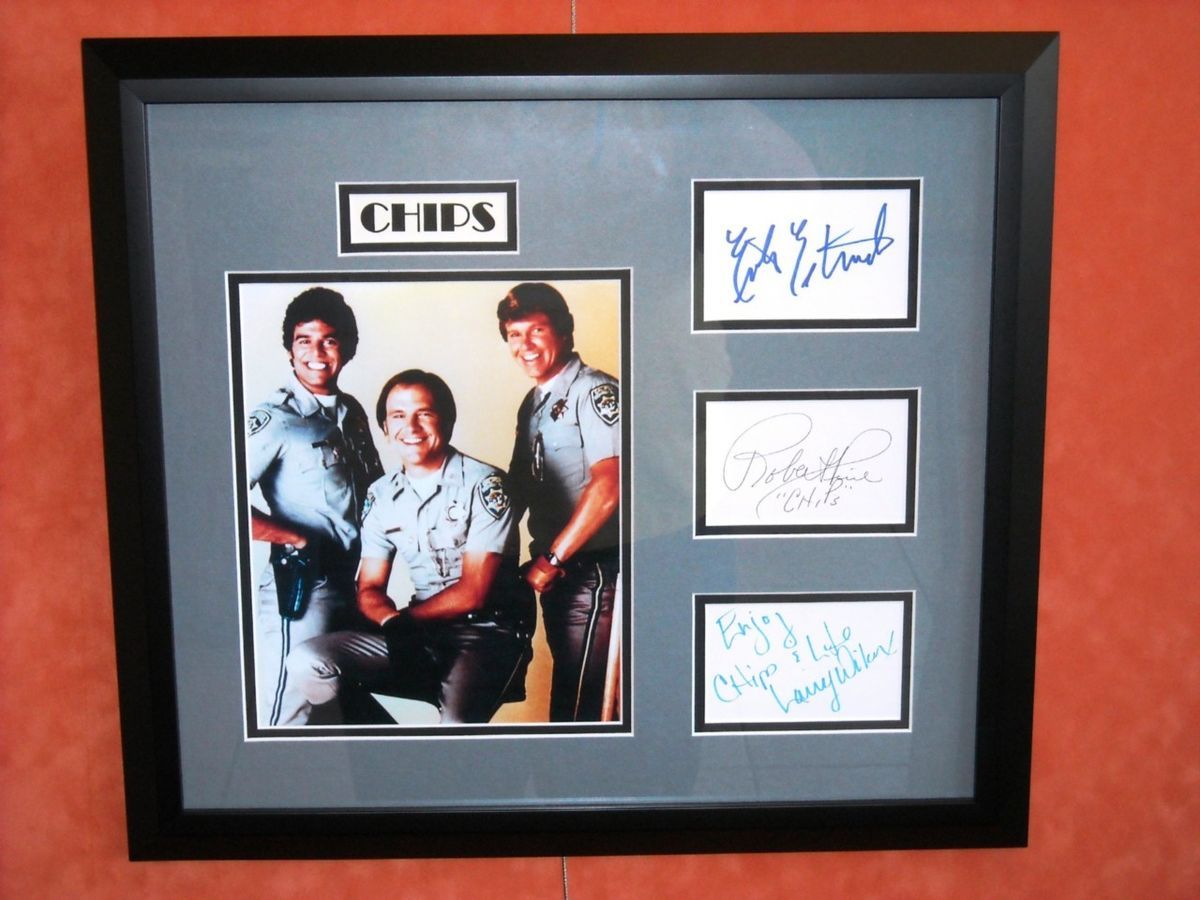 Custom Framed Erik Estrada Larry Wilcox Robert Pine Autograph