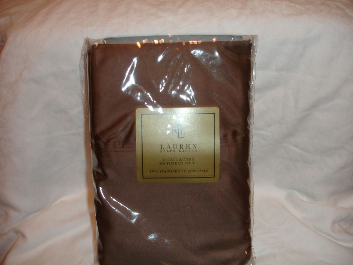 RALPH LAUREN 1 PAIR STANDARD PILLOWCASES ESTATE SATEEN CHOCOLATE