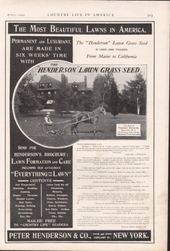 FP 1904 Henderson Lawn Care Equipment Grass Seed Working Farm Horse Ad
