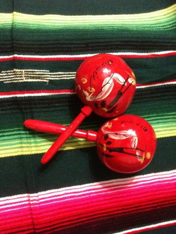 Hand Made Mexican Maracas Gourds Pair Rumba Shaker