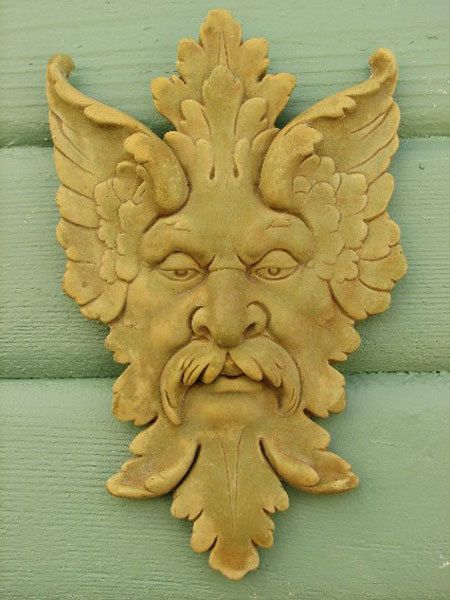 Michelangelo Greenman Leaf Mask Plaque 13 Wall Accent Outdoor Garden