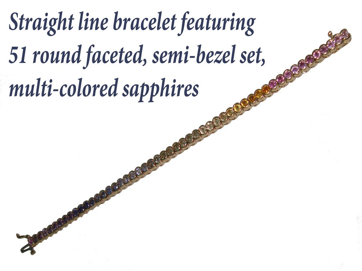 77 CTW Multi Colored Sapphire Bracelet Set in 14k Gold