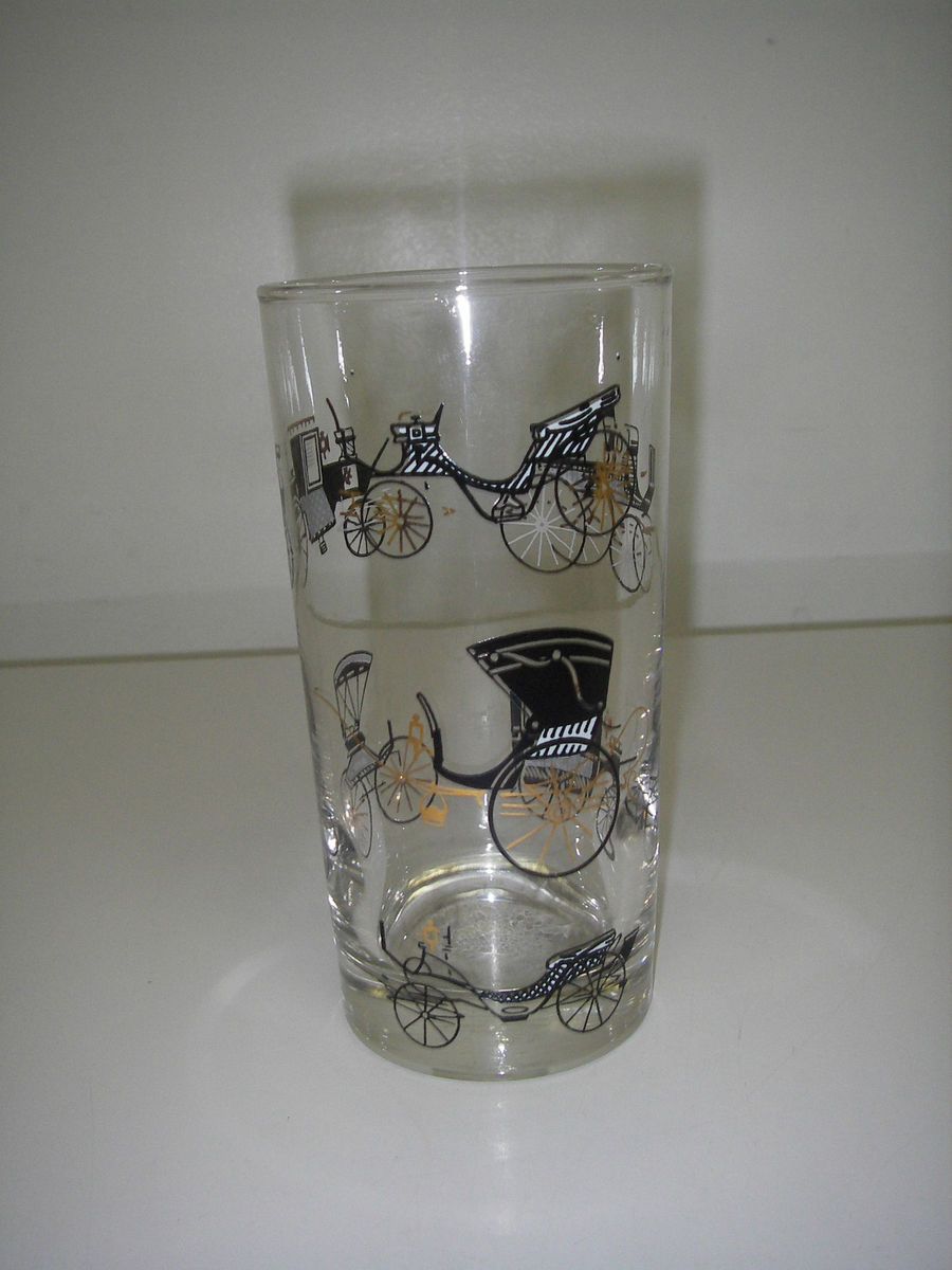 Libbey Glass LRS137 Curio Black Gold Carriage Buggy Tumbler 4 5 Freda