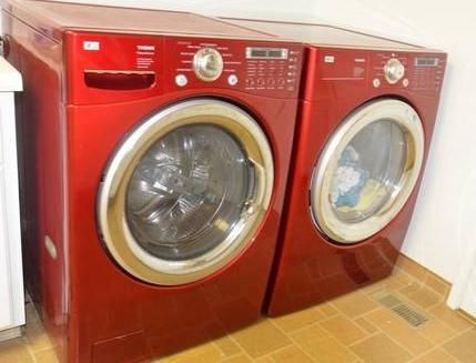 LG Red Front Load True Steam Washer and Dryer