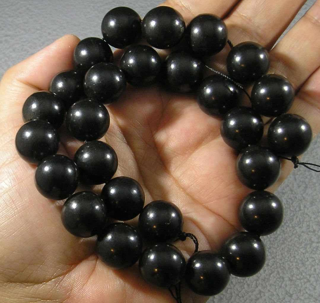 Natural Jet Loose Beads Lignite Big 15mm Round Gemstone 16 Top