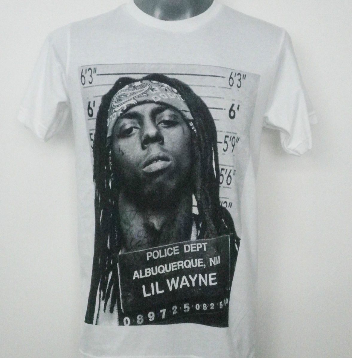 Lil Wayne Mug Shot Hip Hop T Shirt White Size Medium