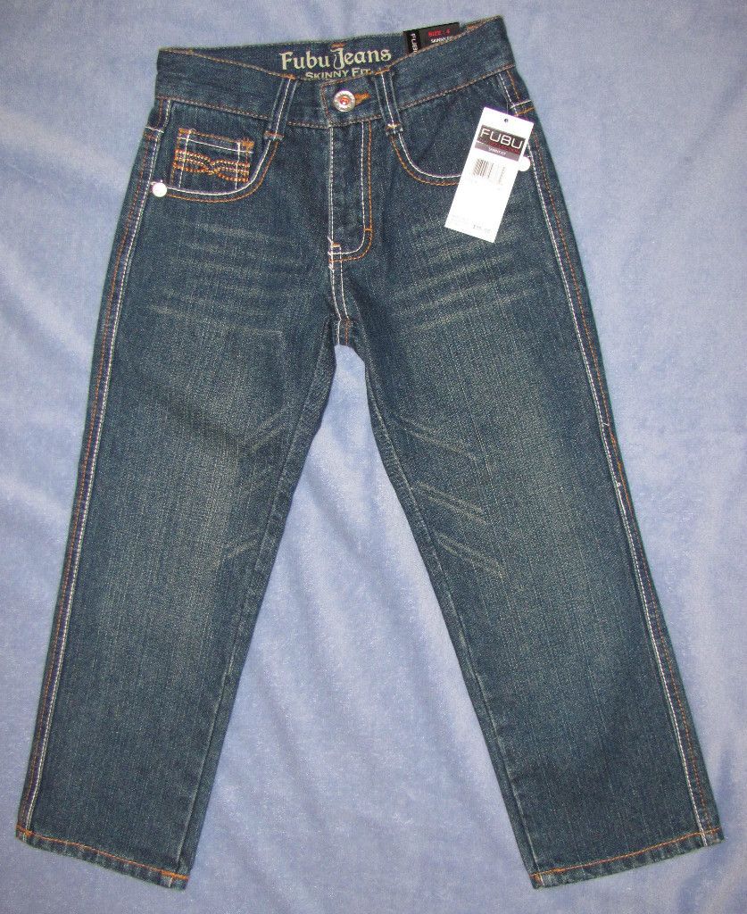 NWT ~ FUBU ~ BOYS SKINNY FIT 100% COTTON DISTRESSED MEDIUM BLUE JEANS