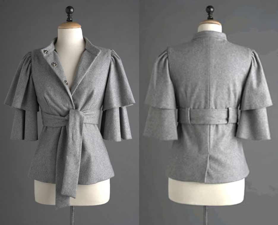 Loeffler Randall Heather Gray Butterfly Jacket Sz 4 $495