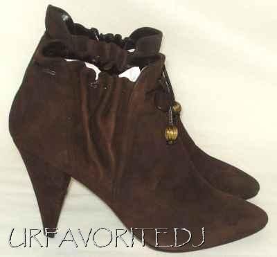 Lulu Guinness Peace Ankle Bootie Cocoa Sz 8 5 $420 BNIB