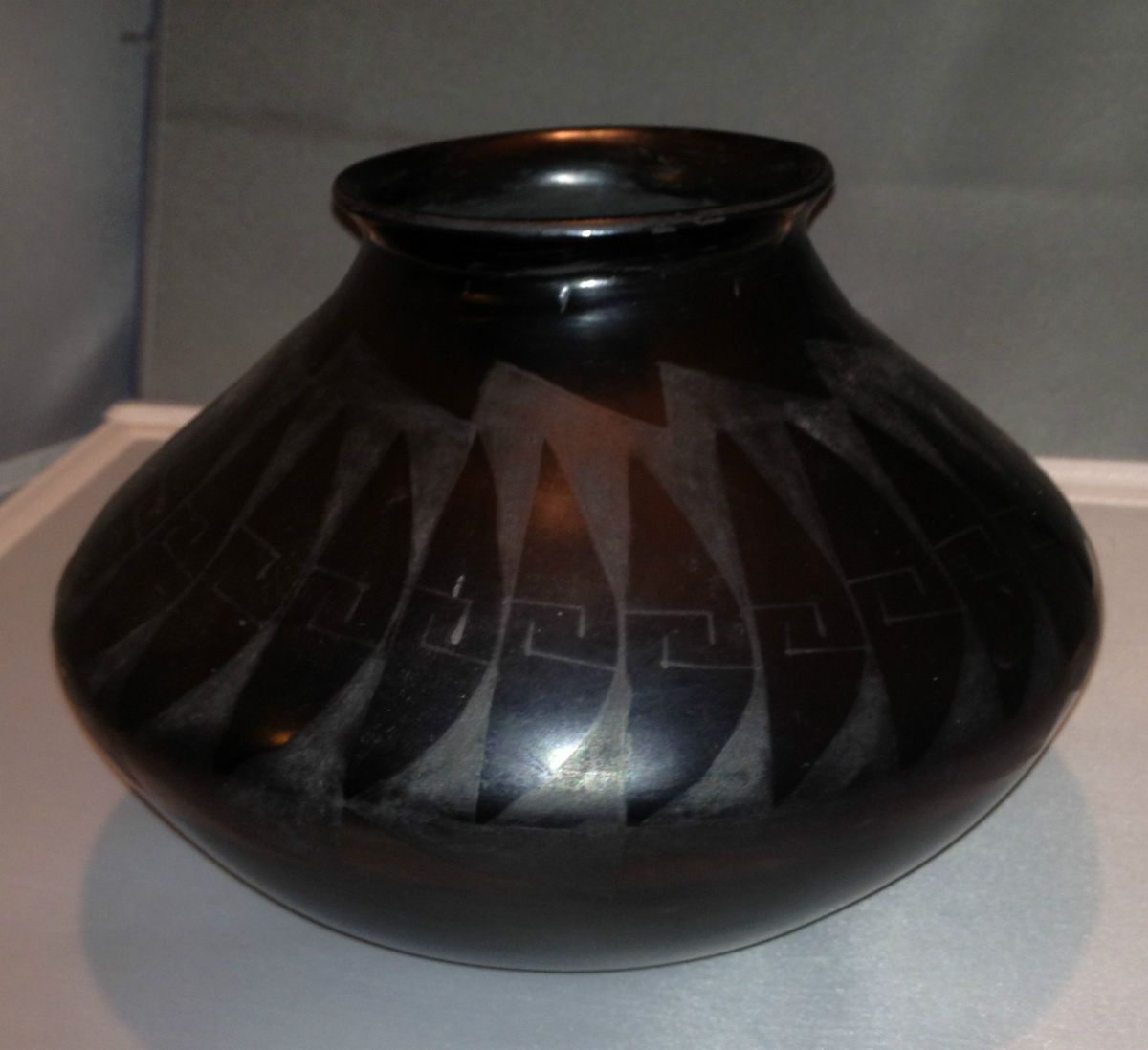 Lupe Soto Signed Mata Ortiz Black on Black Pottery Olla Vase