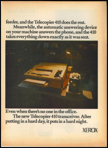 1972 Vintage Ad for Xerox Telecopier 410 21