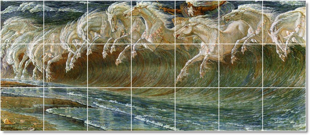 XL Walter Crane Mythology Painting Ceramic Bathroom Shower Tile