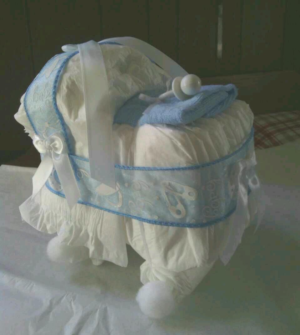 Bassinet Diaper Cake Baby Shower Gift Baby Boy Blue