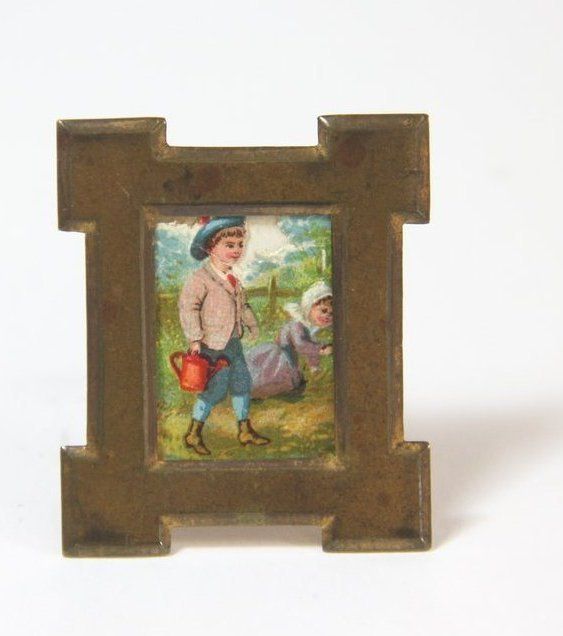 ANTIQUE BIEDERMEIER DOLLHOUSE FRAME PAINTED LITHOGRAPH ca1850 GERMANY