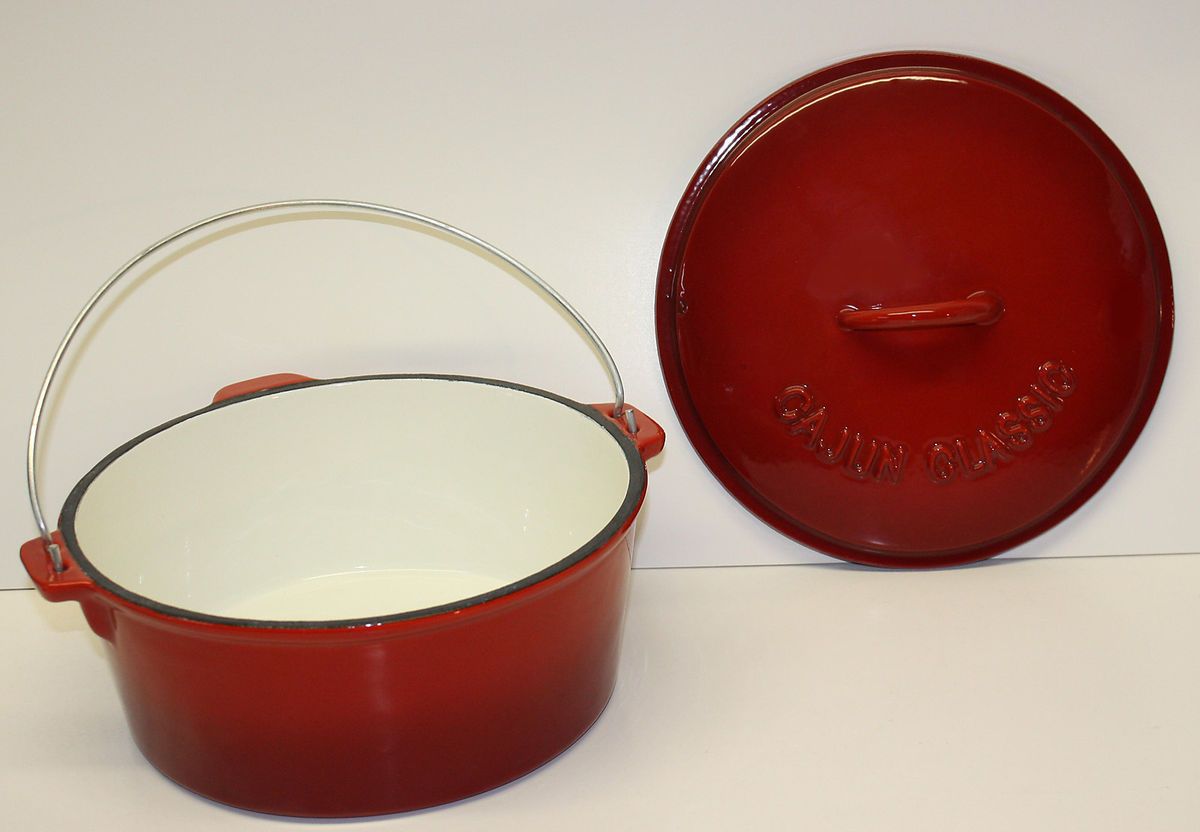 Cajun Classic Red Enamel Cast Iron Dutch Oven Pot with Lid