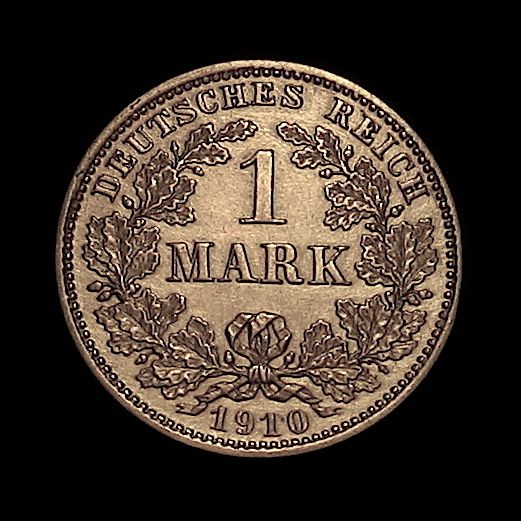 1910 D German 1 Mark Silver Beautiful High Grade