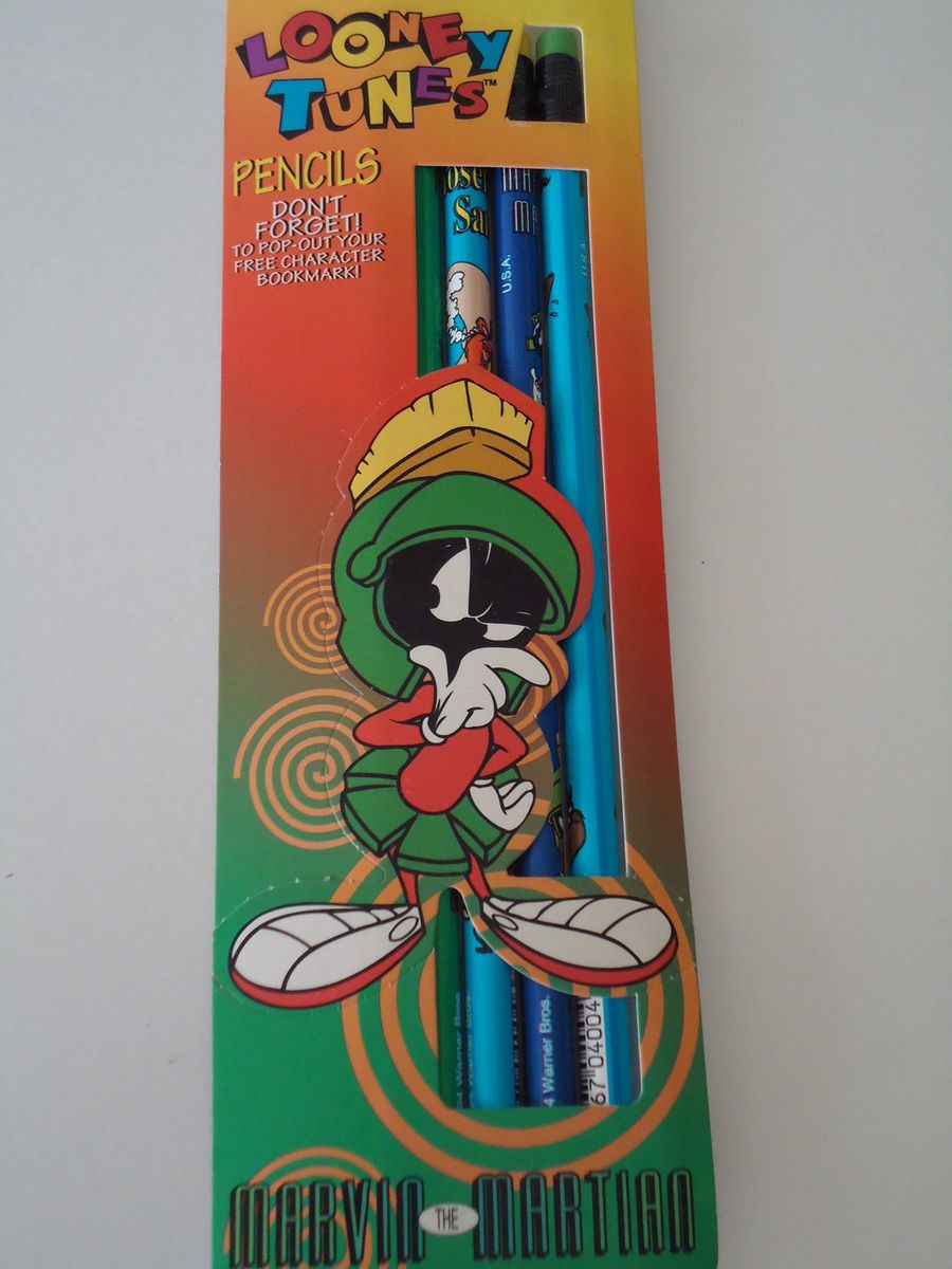  Tunes Pencils 4 pk W W L K Marvin Wile E Coyote Taz RoadRunner SAM