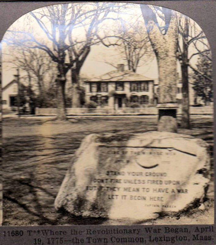 Stereoview Lexington Mass Town Common Minutemen Marker