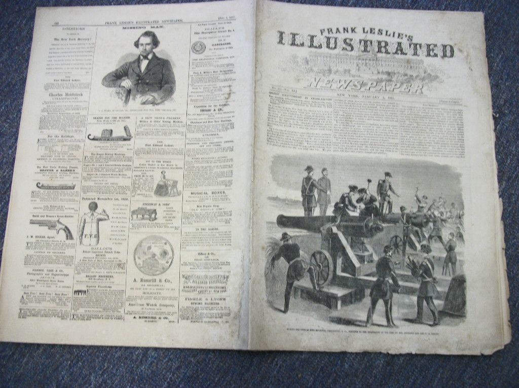 Frank Leslies ILLUSTRATED NEWSPAPER Civil War Mathew Brady Ft Moultrie